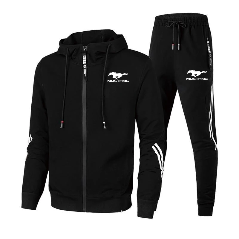 2021 New Style Sports Wear for Men Zipper Jackets and Sweatpants Male Hooded Longsleeve Hoodies 2pcs Set