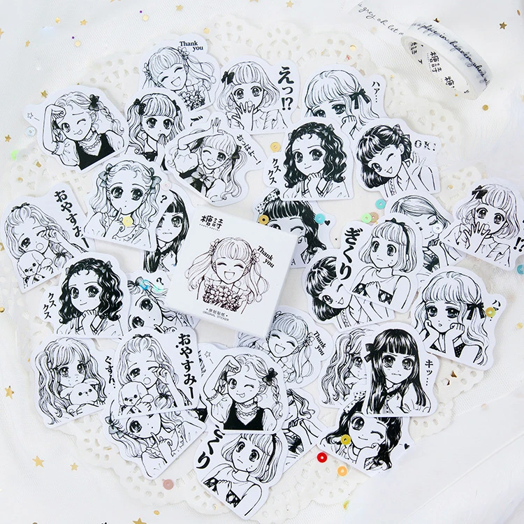 45 Pcs/bag Diy Cute Kawaii Girl Papers Stickers Beautiful Little Sister Diary Decoration Scrapbooking