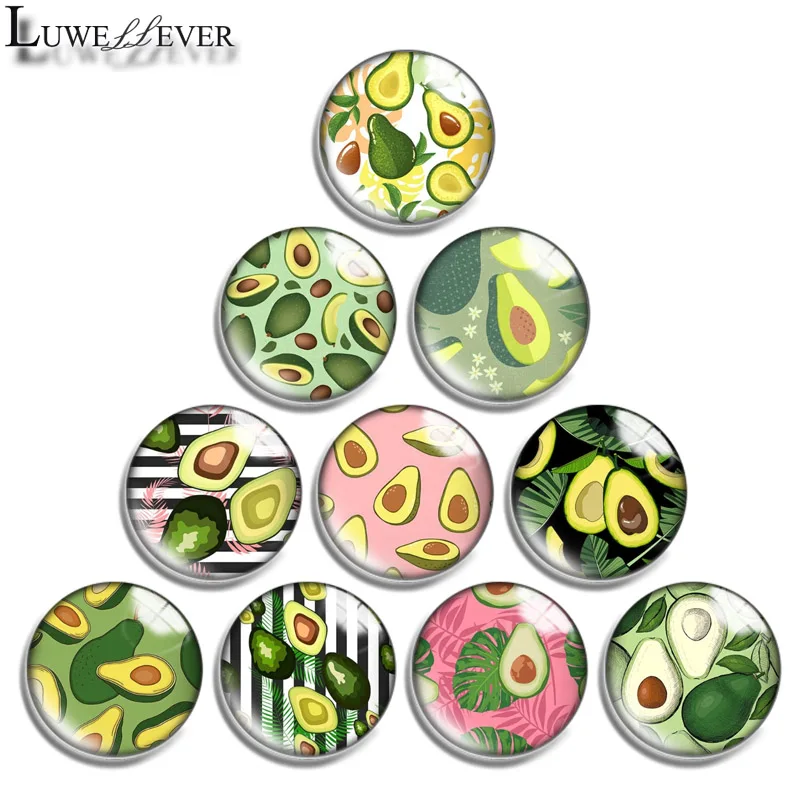 12mm 14mm 16mm 20mm 25mm 30mm 643 Fruit Pattern Mix Round Glass Cabochon Jewelry Finding 18mm Snap Button Charm Bracelet