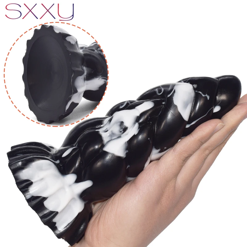 SXXY Curve Anal Toys for Men Women Liquid Silicone Fantasy Butt Plug Monster Beaded Realistic Dildo Sex Shop G Spot Masturbate