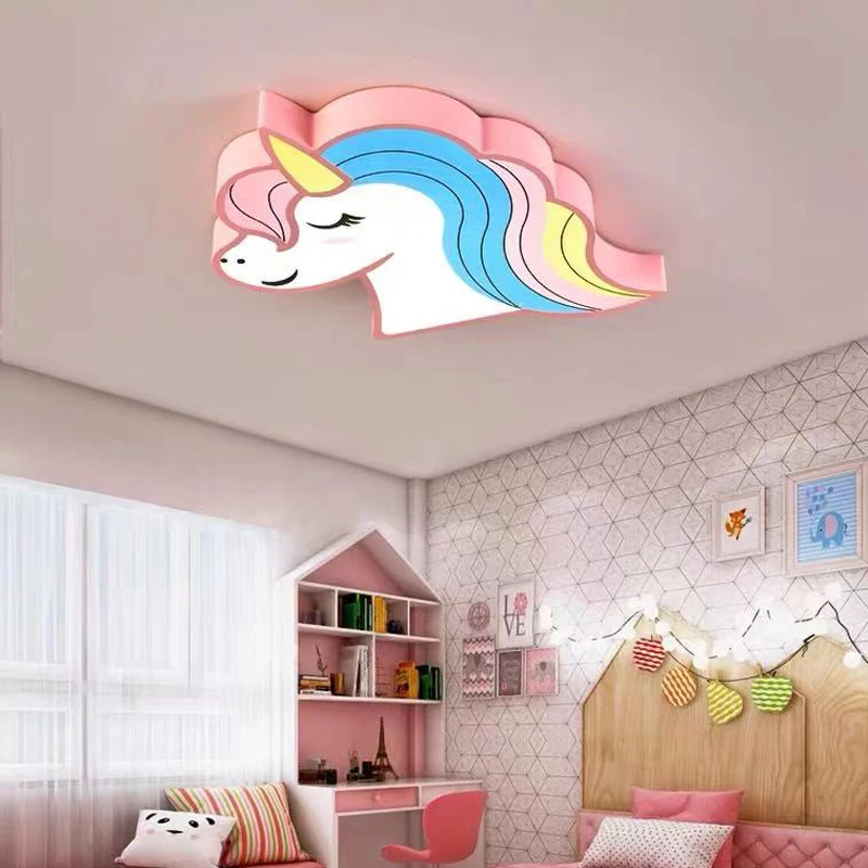 

Unicorn Kids Room Light Led Ceiling Lights with Remote Control Cartoon Lampshade Children Cute Lamp Deco Child chandeliers girl