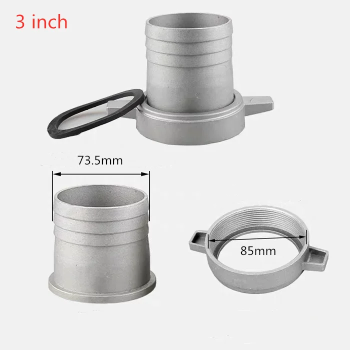 Kit tubo flessibile di scarico da 3'' cambio a 1''/2'' / 2,5'' (tubo+guarnizione di tenuta+dado a vite) per pompa acqua trasparente alimentata dal motore a gas