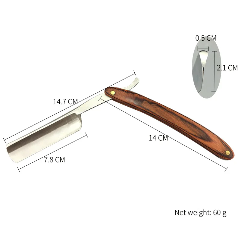 YINTAL Men Shaving Straight Razor Beech Wood Handle Classic Barber Razors Carbon Steel Blade Manual Shaver