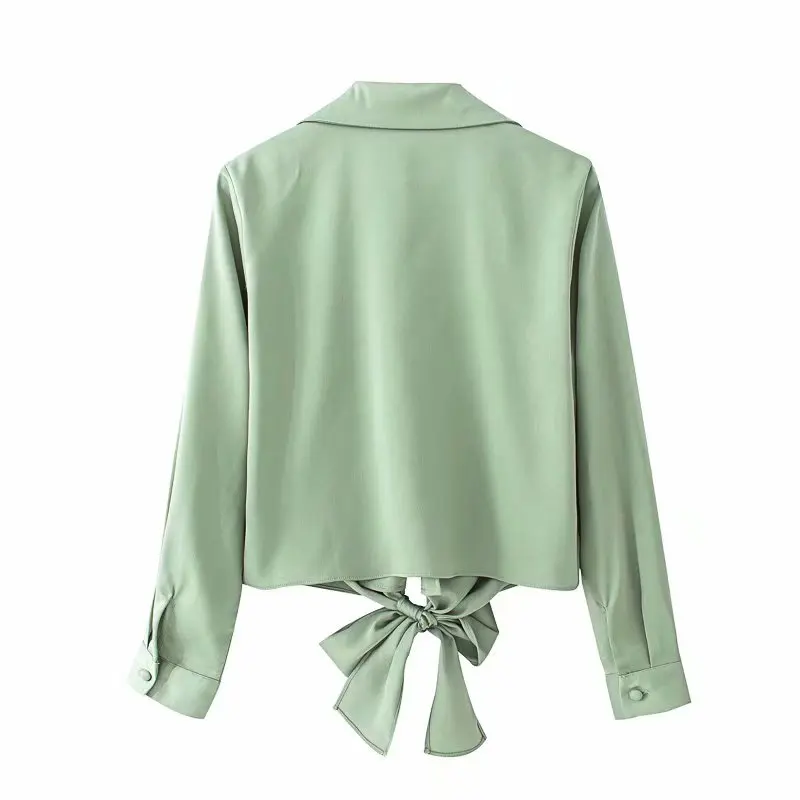 Di marca Blusas Mujer De Mod Magliette e camicette A Maniche Lunghe Risvolto Camicia Verde Signore Dell'ufficio di Lavoro Camicette Moda Abbigliamento Blusas Delle Donne Camicette