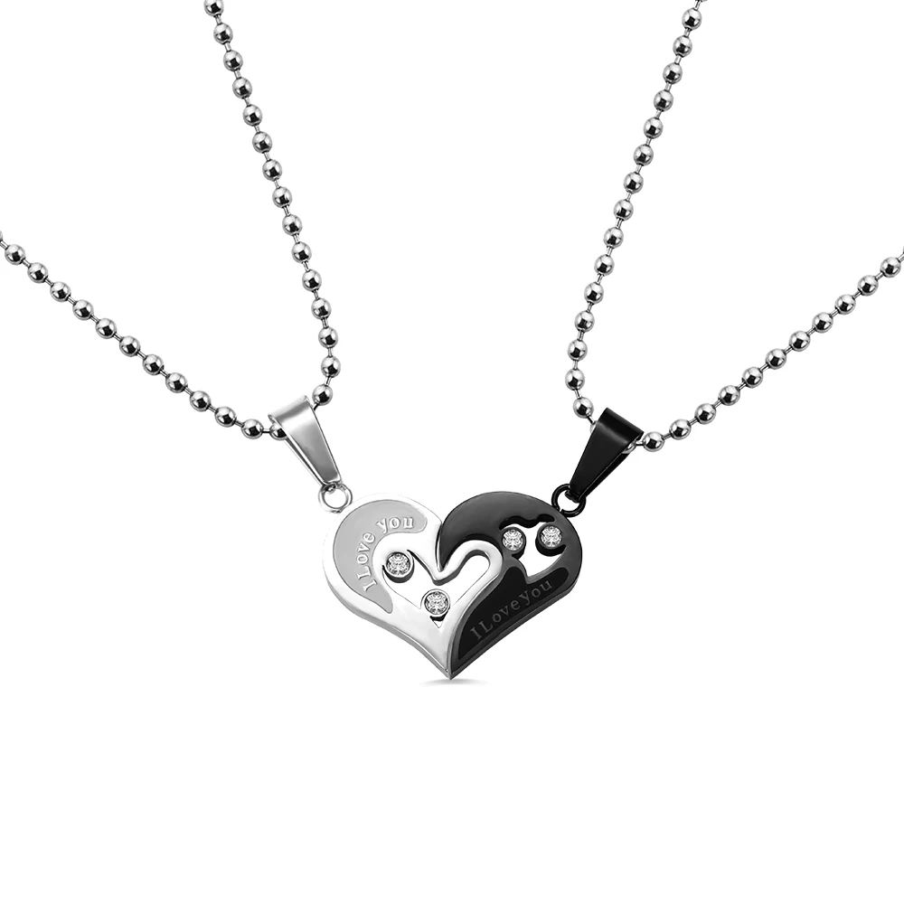 AILIN Dropshipping Personalized Stainless Steel Breakable Heart Necklace Bead Chain Lover Jewelry Romantic Valentine's Day Gift