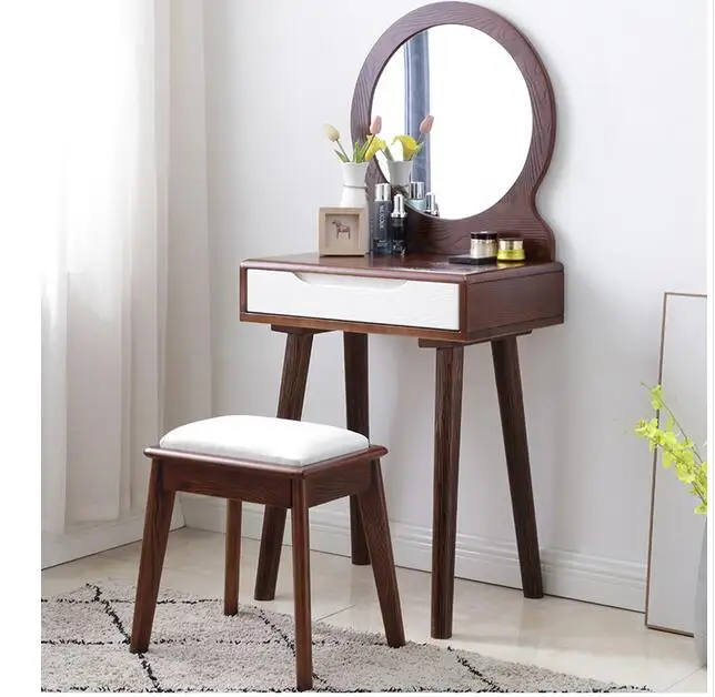 Full solid wood 60CM Nordic dressing table Bedroom modern simple small family dressing table storage cabinet integrated dressing