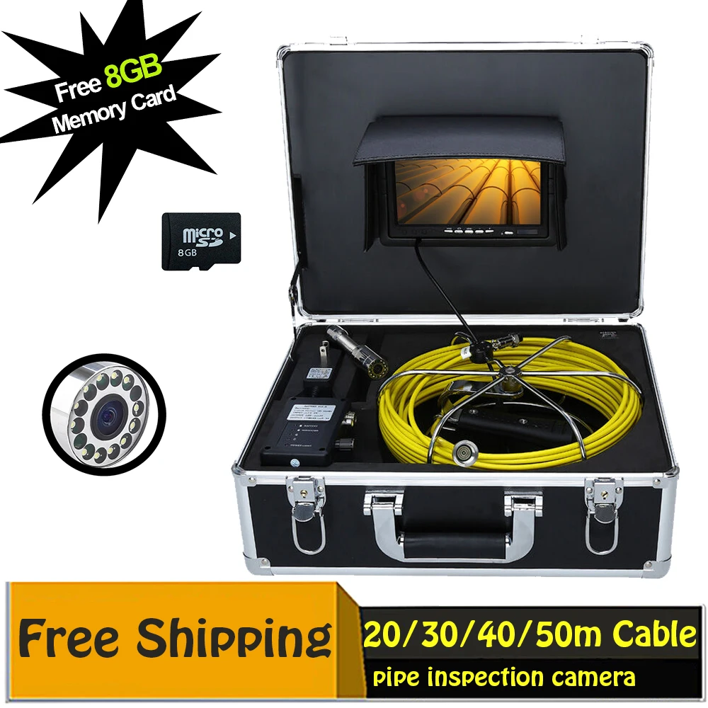 

Endoscope Camera HD 720P 20/30/40/50M Hard Cable 4500mAh Battery For Pipe Pipeline Sewer Inspection Support Video Recorder