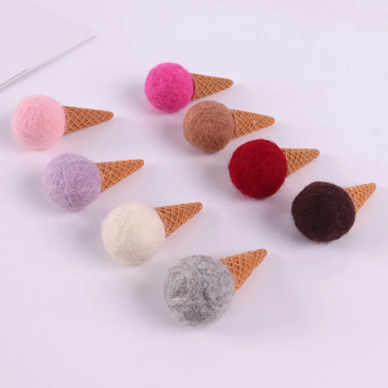 10pcs 3cm Home Decoration Plain Stripes Wool Felt Ice Cream  Handmade DIY Decorative Bouquet Gift Flower Packaging Material