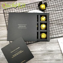 10Pcs 9Holes Chocolate Black Paper Box Design For Wedding Christmas Birthday Candy Packaging For Valentine's Day