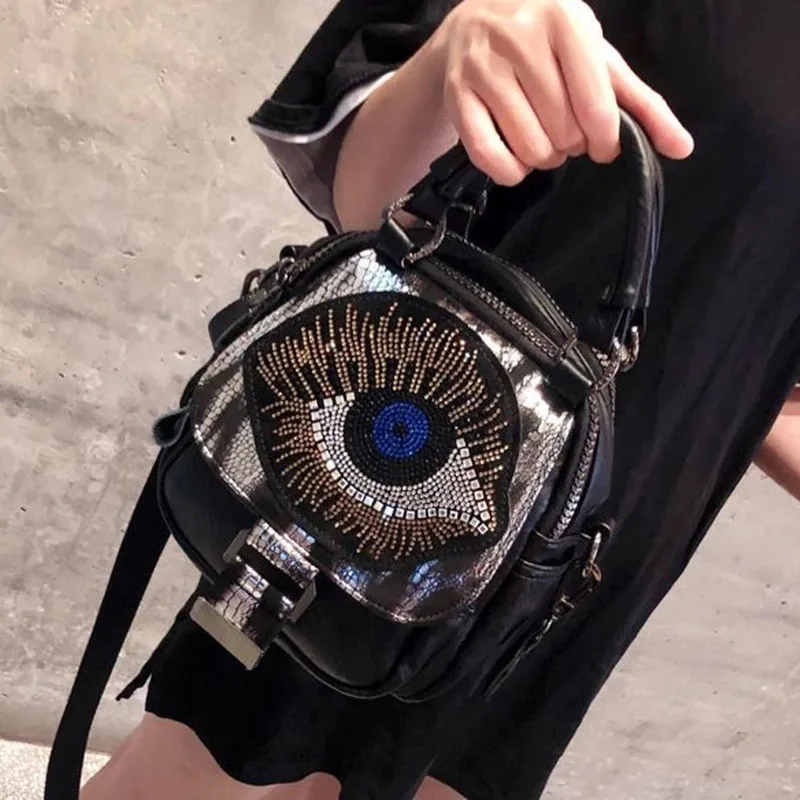 New Fashion Rhinestone Women Handbag High Quality Leather Messenger Shoulder Bag Female Soft Multi-pocket Small Backpack Mochila