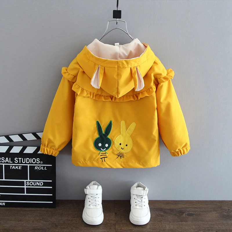 2021 New Autumn Girls Jacket Children Clothing Hoodie Baby Kids Coat Rabbit Zipper Long Sleeve Cotton Clothing 1 2 3 4 5 6 Years