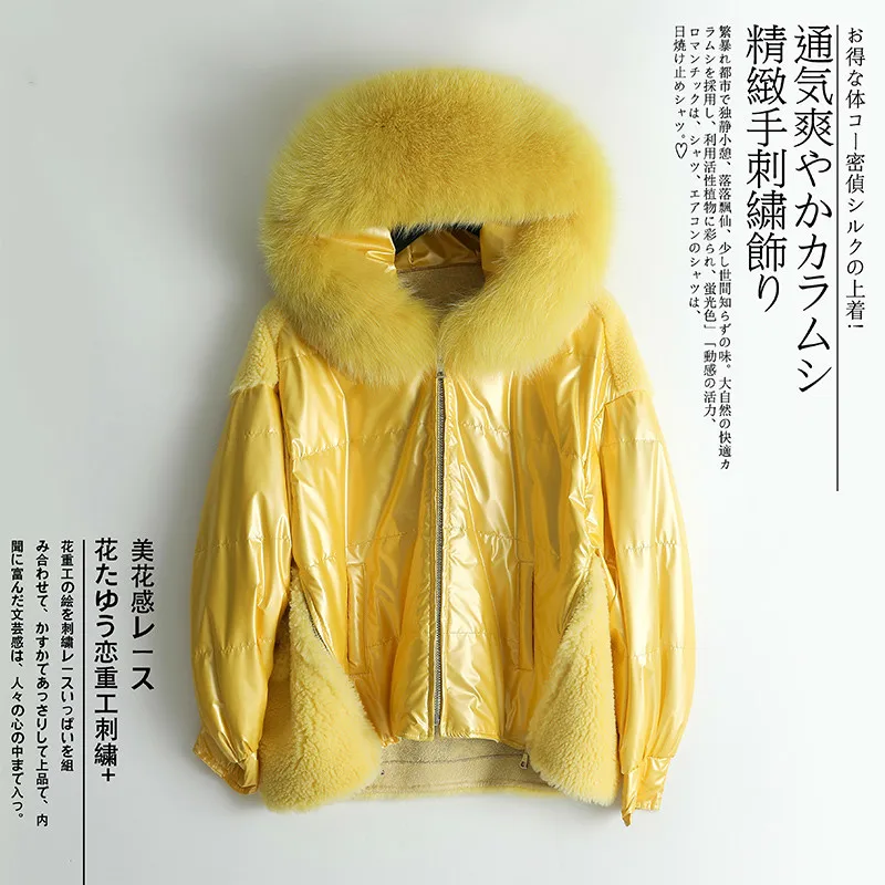 

Winter Women's Down Jacket + Large Fox Fur Hooded Fashion Clothes 2020 Korean Thick Warm Wool Duck Down Coat Hiver LR2407