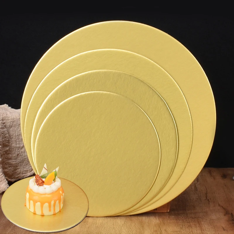 SHENHONG Golden 10-40CM Disposable Cake Circle Base Boards Round Coated Cakeboard Cake Plate Decorations Pastries Displays Tray