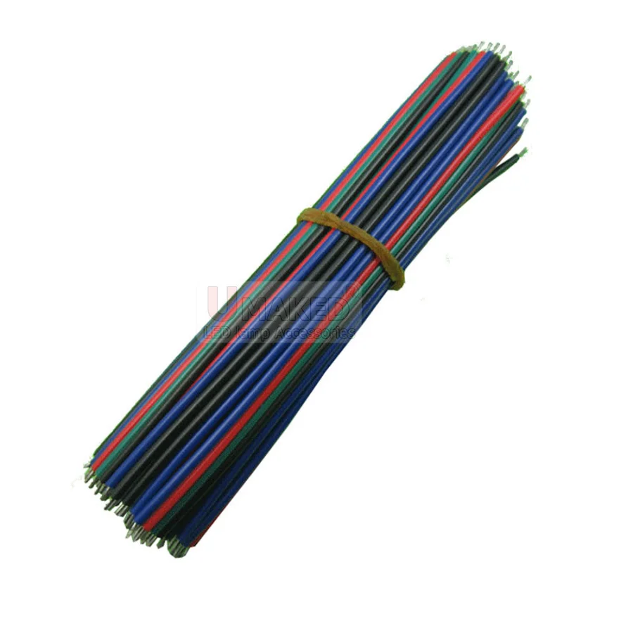 100pcs 10/20/30/50cm  4pins wire cable, AGW22 thinned copper wire for strip light, extend wire LED wire, electric cable for RGB