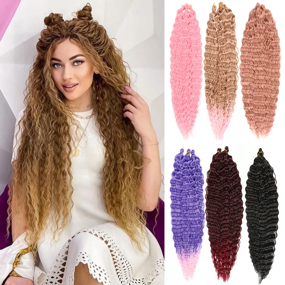 Bohemia Crochet Hair Extensions Goddess Synthetic Braiding Hair No Weft Curly Colored Long Soft Hair Extensions Natural Wave