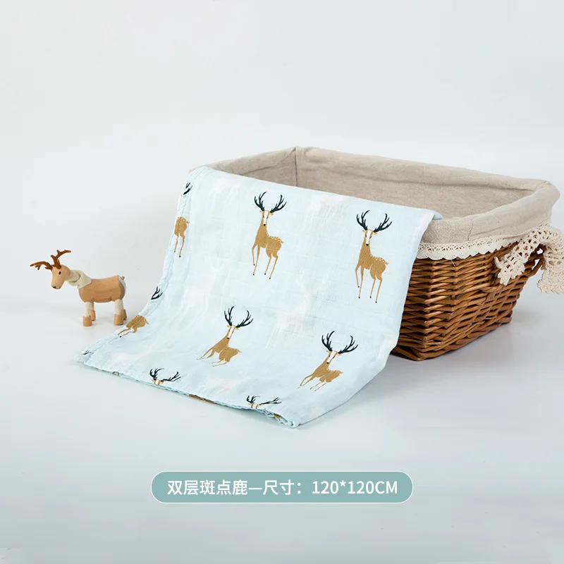 muslin Two layer cotton animal pattern Baby wrap muslin swaddle Newborn Blankets Gauze infant wrap 120*120 cm