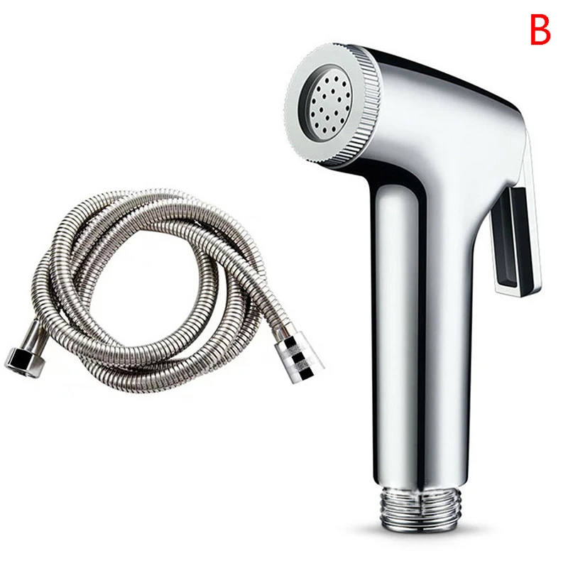 Stainless Steel Chrome Bidet Spray Tap Hygienic Toilet  Shower Head Hose Bathroom Flushing Hand-held Booster Spray Gun