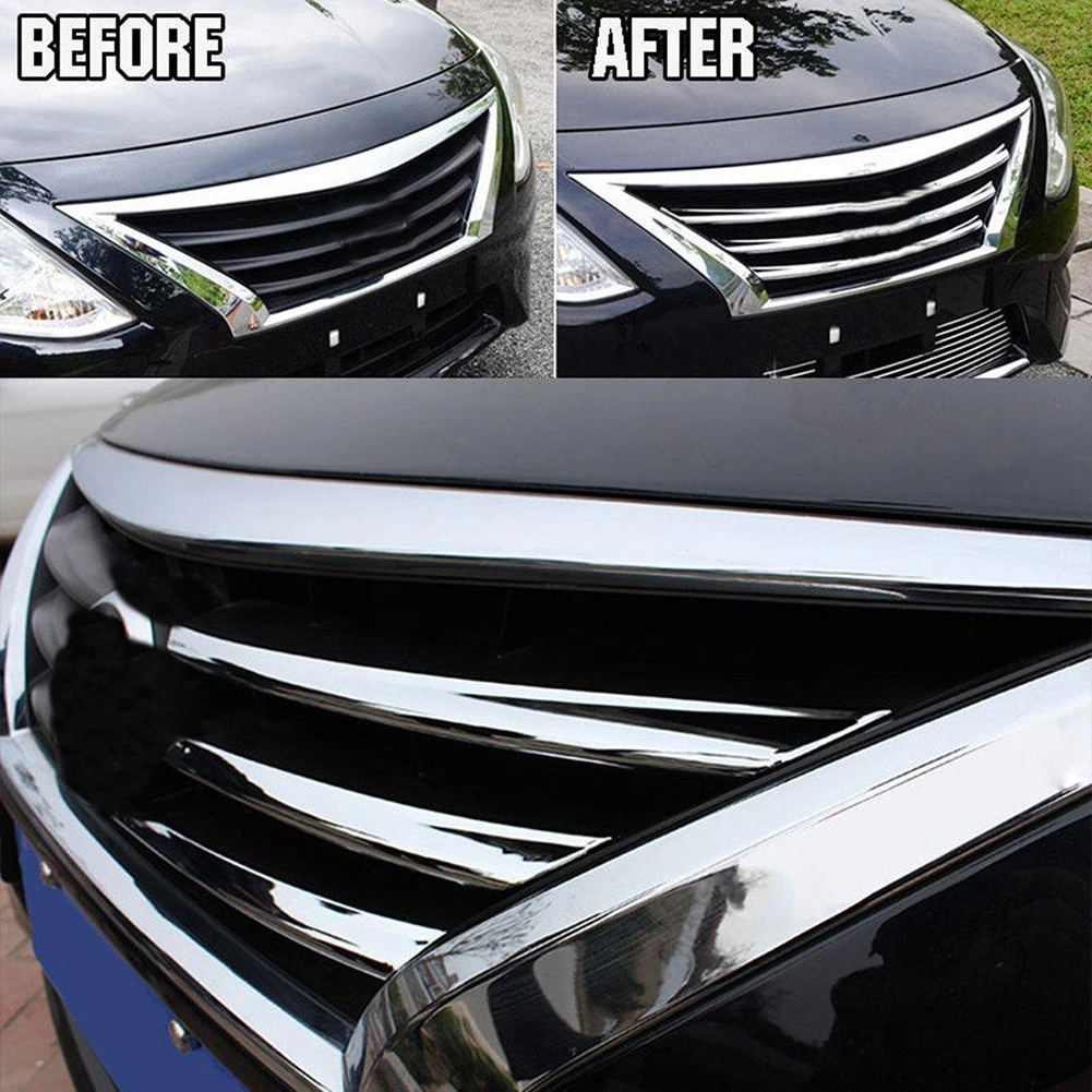 Front Bumper Grille Cover 6Pcs Car Front Mesh Grille Head Bumper Cover Trim for Sunny Versa 14 17 car accessories 2020