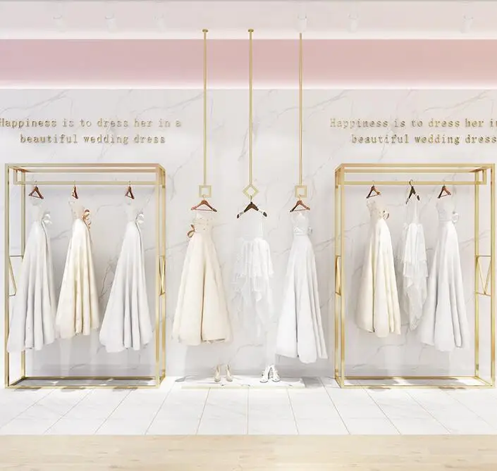 New dress display rack photo studio photography wedding dress store hanging hanger evening dress show clothes display shelves