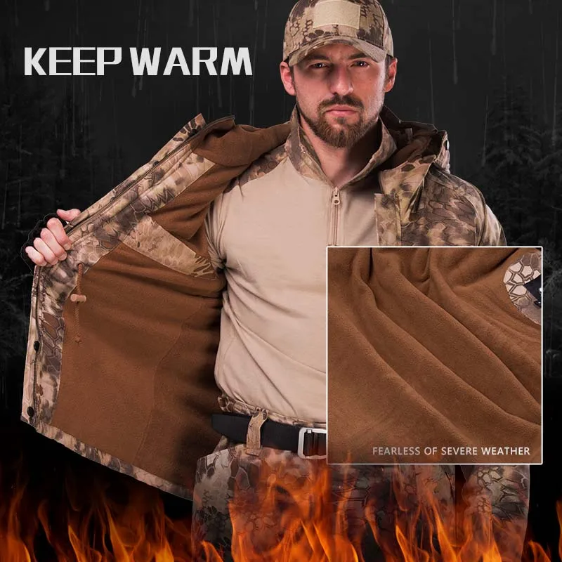 Chaqueta polar táctica militar – Camuflaje woodland con capucha desmontable - imagen 2