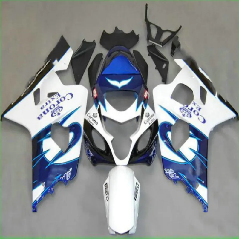 파란색 + 흰색 오토바이 페어링 키트, GSXR 600 750 04-05 K4 GSXR600 GSXR750 2004-2005 GSX R600 04 05 2004 2005