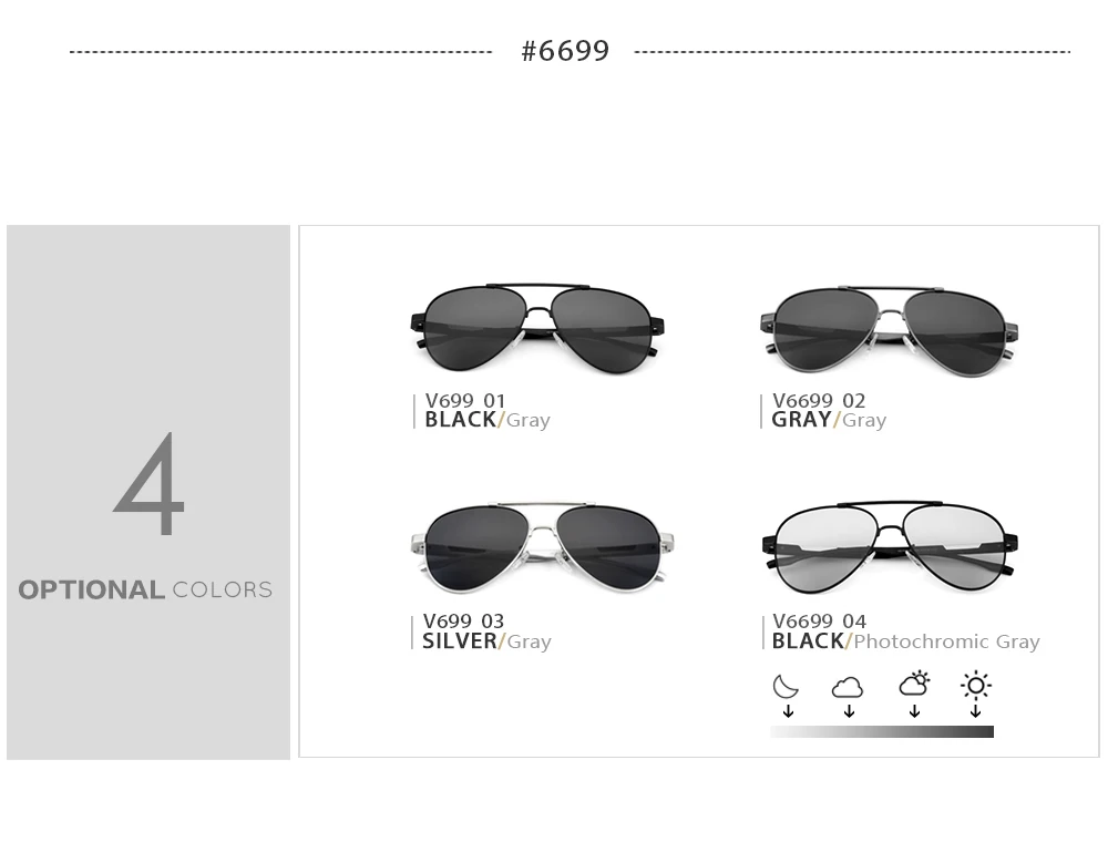 VEITHDIA Männer Sonnenbrille der Aluminium Photochrome Frauen Polarisierte UV400 Objektiv Mode Fahren Outdoor Brillen Männlichen Sonnenbrille 6699 – Detail 9