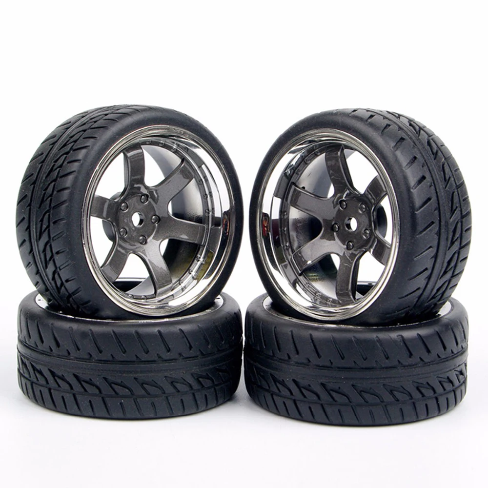 Rim 12mm Hex Rubber Tires Wheel fit 1:10 RC On Road Car Parts Accessory 4pcs/set