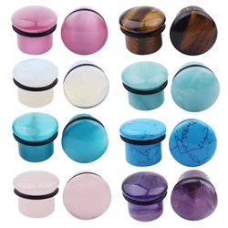 New 4-16mm Nature Stone Ear Plugs Tunnels Single Flare With O-Ring Ear Stretchers Gauge Piercing Oreja Labret Helix Body Jewelry