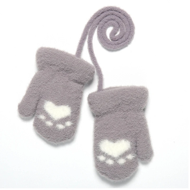 

Soft Plush Baby Gloves Cartoon Cat Claw Thick Warm Newborn Gloves Knit Cotton Mittens for Kids Infant G99C