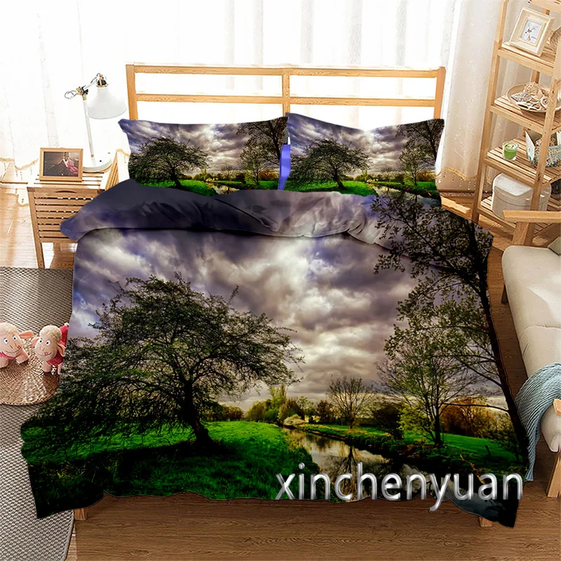 

Natural Landscape 3D Printed Duvet Cover Set Twin Full Queen King Size Bedding Set Bed Linens Bedclothes for Young K35