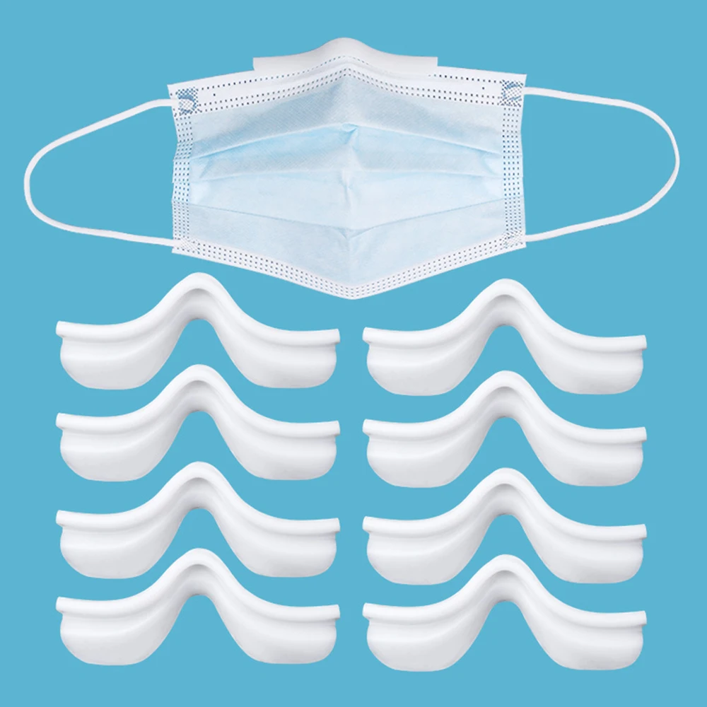 8Pcs/set Silicone Bracket Anti Fog Glasses Mask Holder Anti-Leakage Nose Pad Mask Rack TPE Mask Holder Clip Nose Bridge White