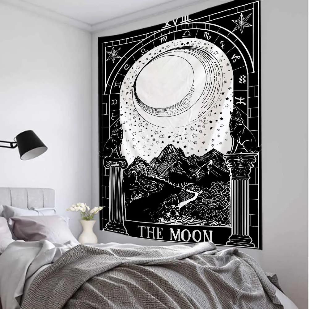 Tarot card tapestry aesthetics room decoration psychedelic home mural Bohemian witchcraft hippie bedroom wall mounted blanket