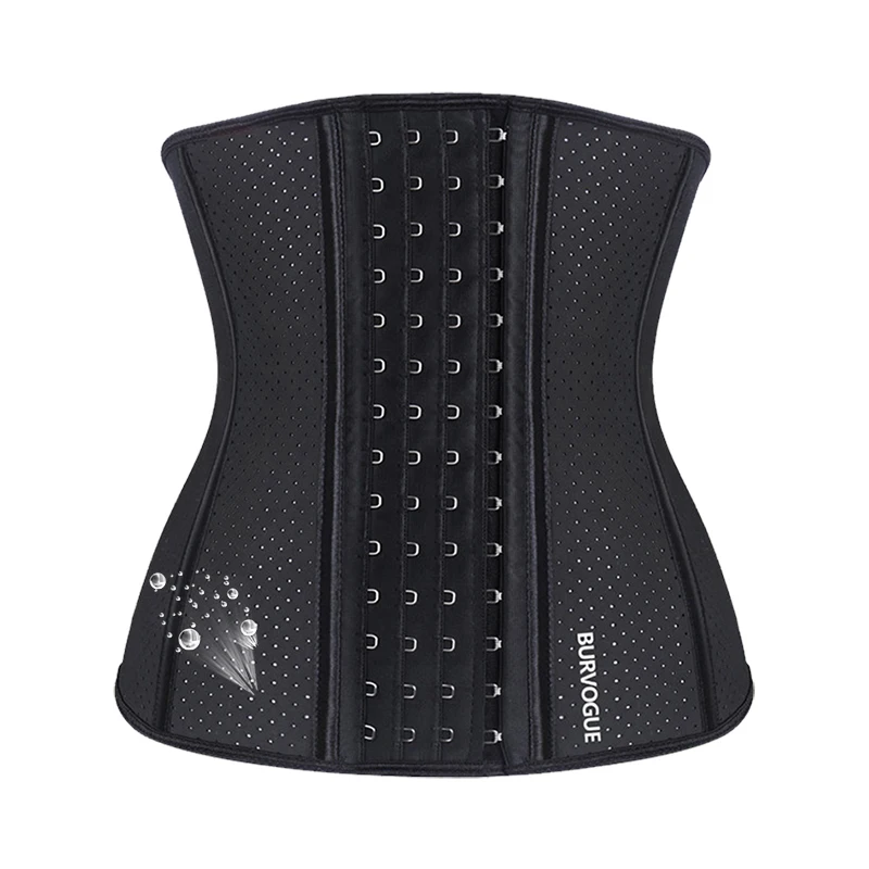 

Burvogue Women Latex 9 Steel Boned Waist Trainer Corset for Weight Loss Breathable Hole 4 Hook and Eyes Underbust Corset Sexy