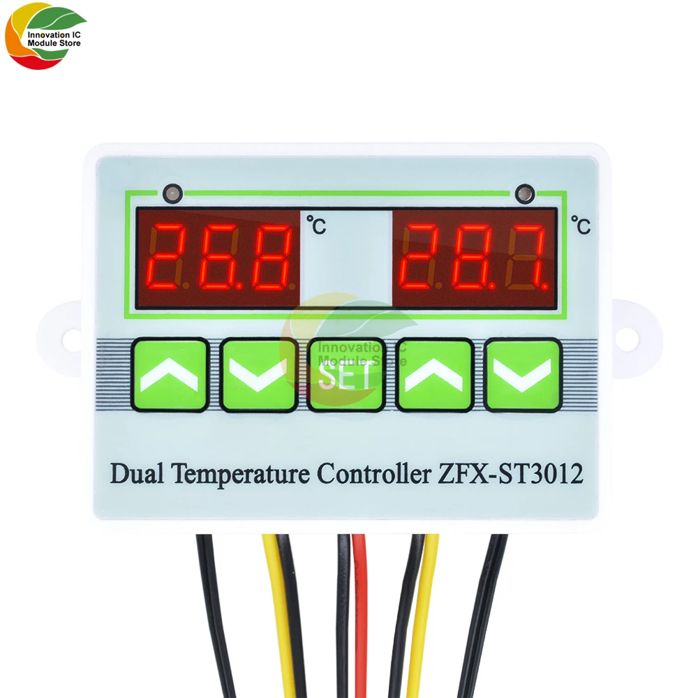 ST3012 mikrokomputerowy przełącznik kontroli temperatury podwójna regulacja temperatury podwójna sonda DC 12/24 AC 220V -50 ~ 110 ℃ wyjście