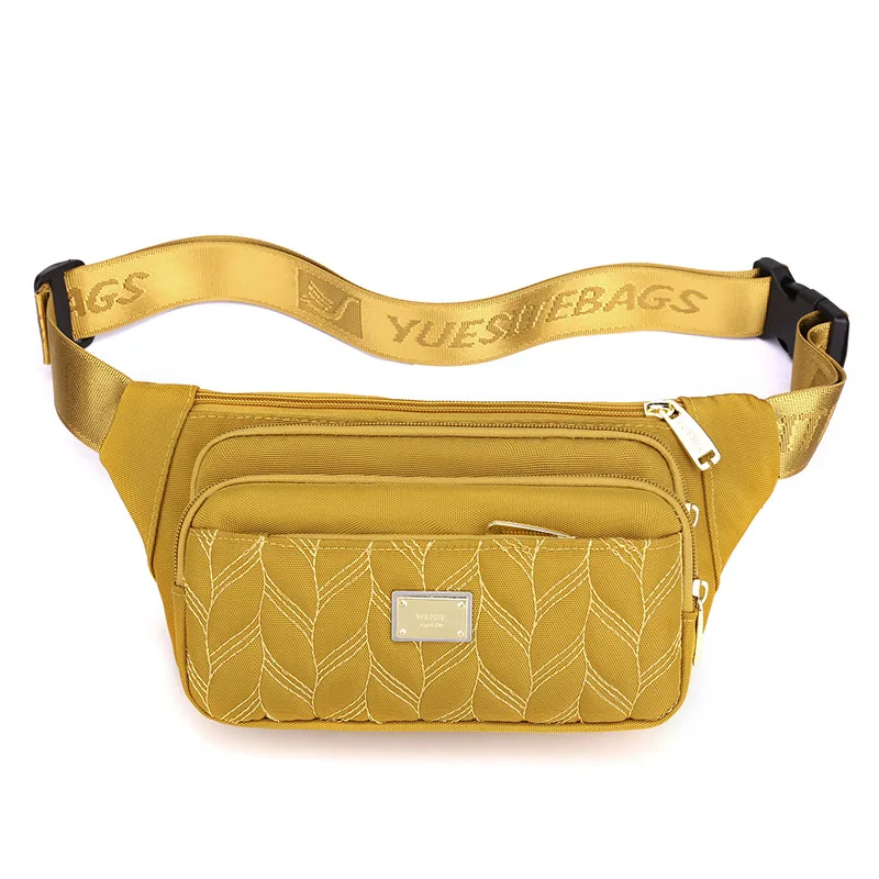 Golden Fanny Packs Women Waterproof Nylon Waist Pack Hip Bum Belt Bags Light Weight Money Phone Pouch Pochetes Mulheres