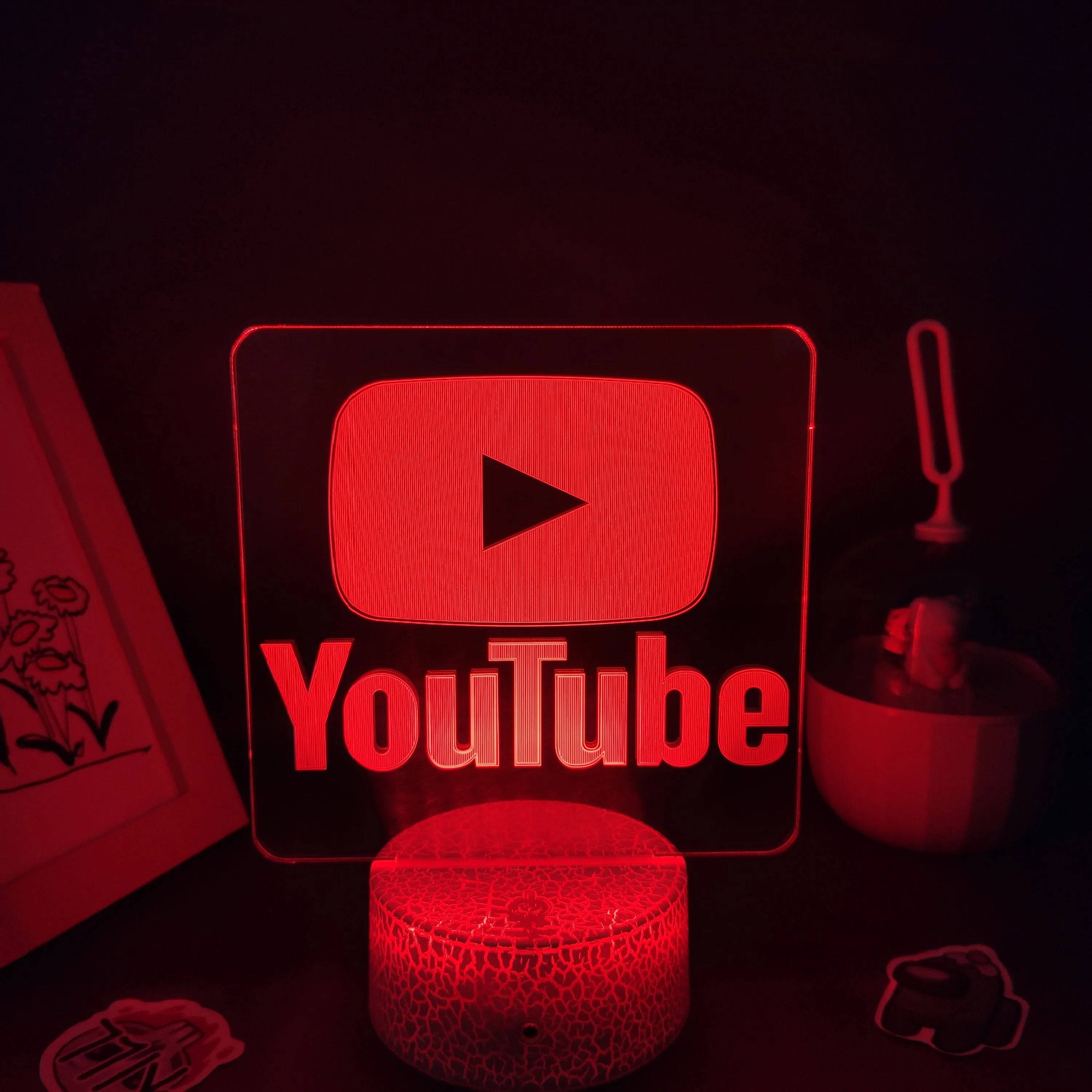 YouTube LOGO Mark Lava Lamps 3D LED RGB Neon Night Lights Cool Colorful Gift For Friends Bedroom Bedside Coffee Table Decoration