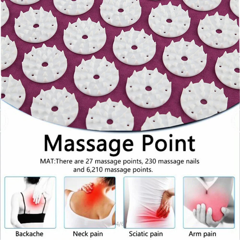 Acupressure Mat for Body Massage Relieve Stress, Back Pain Spike Cushion Yoga Acupuncture