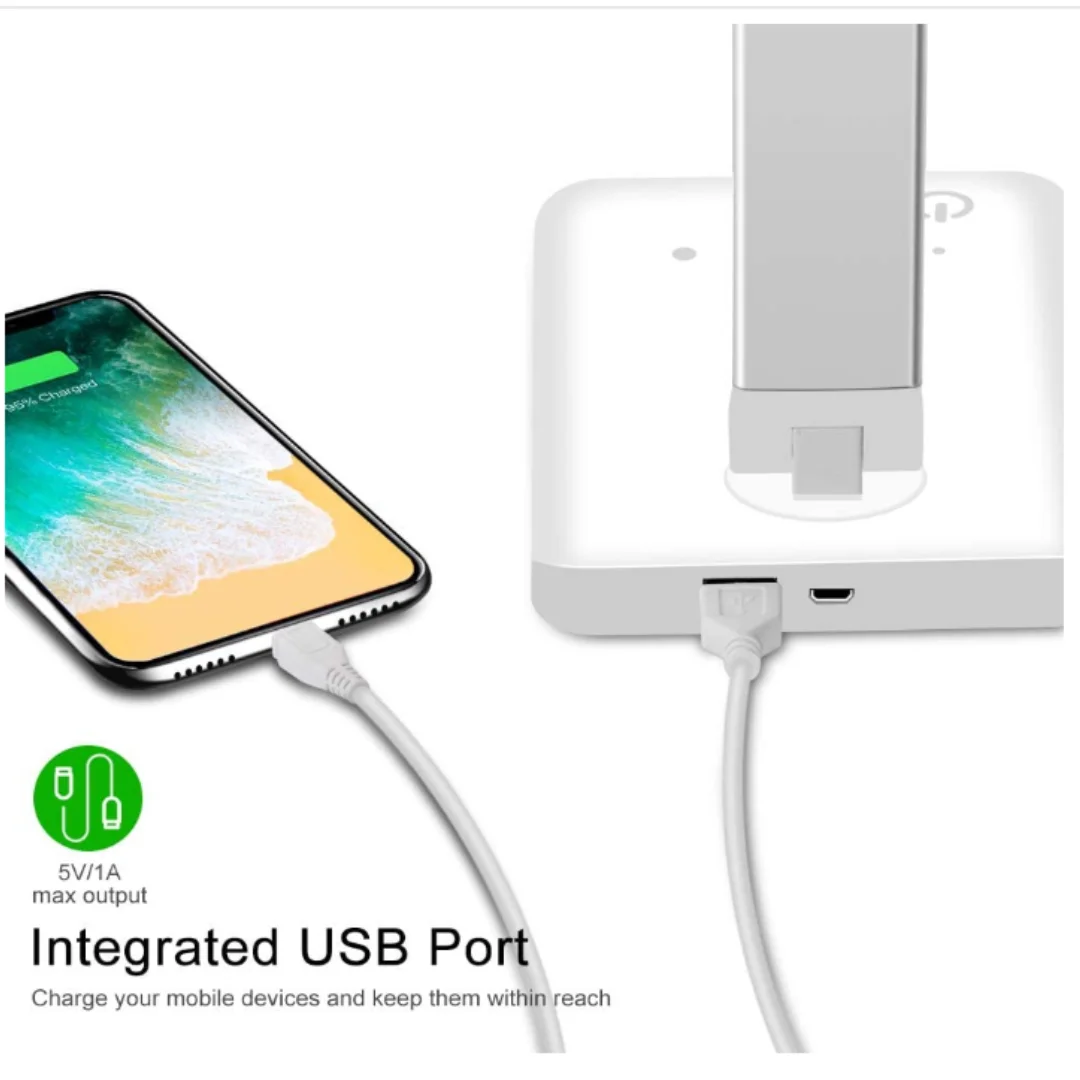 Multifunctional LED Desk Lamp with Wireless Charger, USB Charging Port, 5 Lighting Modes, 5 Brightness Levels, Sensitive Control