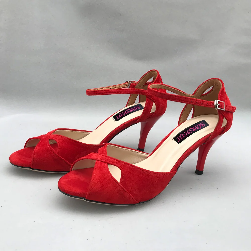 Classical Red Flamenco Dance Shoes Argentina Tango Shoes pratice shoes MST6226ARS  Leather Hard Sole 7.5cm 9cm heel available