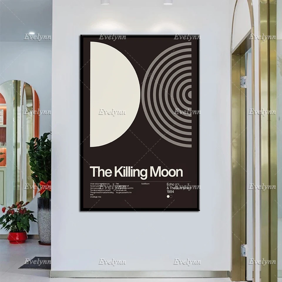 

Echo & The Bunnymen - The Killing Moon- 1984,New Wave Song Minimalistic Swiss Graphic Design Poster Art Print Home Decor Canvas