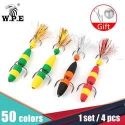 W.P.E Size L 4 pcs/lot Fishing Lure Swim bait Artificial Bait Wobbler Bass Lure Jig Soft Bait Minnow Floats with a free Lead