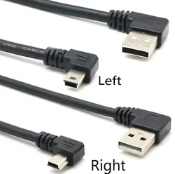 0.25m Left right  Mini USB B Type 5pin Male 90 Degree Left Angled to USB 2.0 Male Data Cable Black Color