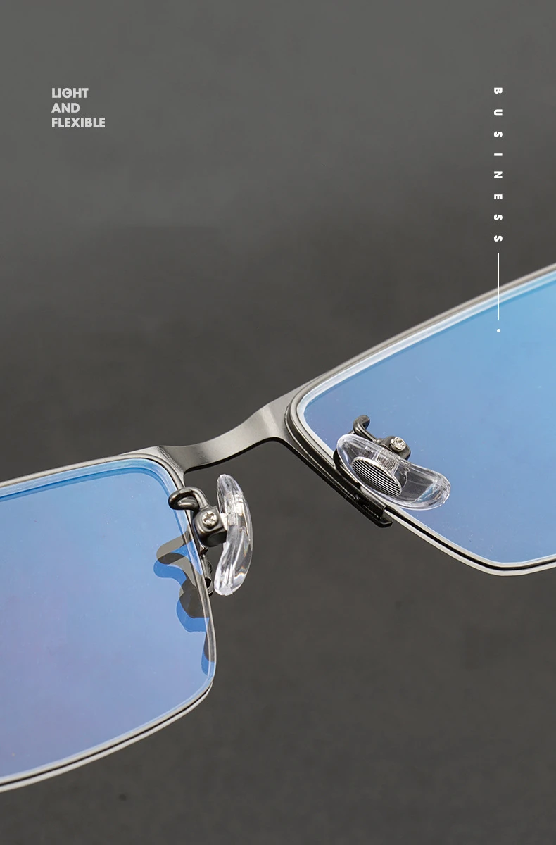 YIMARUILI Business Ultraleicht Titan Legierung Brillen Rahmen Myopie Fashio Optische Verordnung Halb Rahmen Brillen Männer P9806 – Detail 4