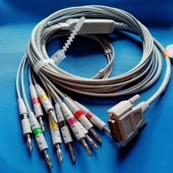 Compatible for Nihon kohden 9010/9020/9620 ECG Cable with 10 ecg leadwires ekg cable DB 15pin to Banana 4.0 with 10K Resistor