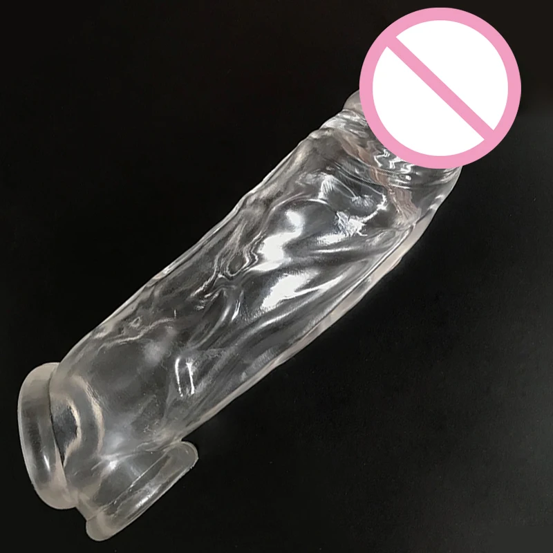 Highly Elastic Crystal Condom Reusable Penis Extender Sleeve Delay Ejaculation Penis Enlargement Intimate Goods Sex Toys For Men