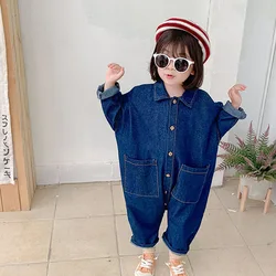 Kids Overalls Denim Girls Clothes Autumn Boys Jumpsuits Loose Style Girls Playsuit