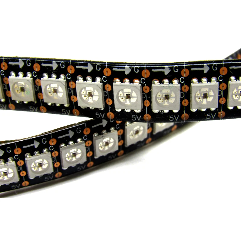 

1M 144pcs APA-102C Addressable RGB LED Pixel Strip Light APA102 144Pixels/m 5050 SMD RGB Flexible Tape;Waterproof IP65;BLACK PCB