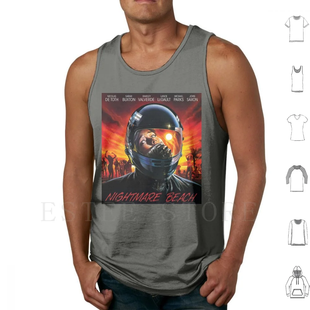 Camisetas sin mangas de John Saxon Actor Film Almarhum, chaleco sin mangas, John Saxon Saxon Cannibal Apocalypse Nightmare Beach