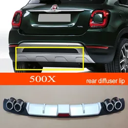 500X ABS Plastic Silver / Black Car Rear Bumper Rear Diffuser Spoiler Lip for Fiat 500X