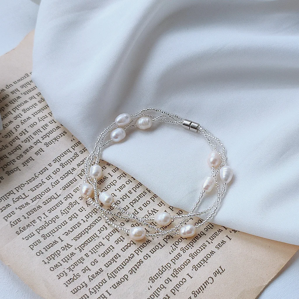 Handgewebtes natürliches Süßwasserperlen-Damenarmband, origineller Schmuck für Frauen, Promotion, Geburtstagsgeschenk, Freundin – Detail 7
